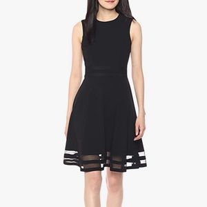 Calvin Klein Sleeveless Flared Black Dress